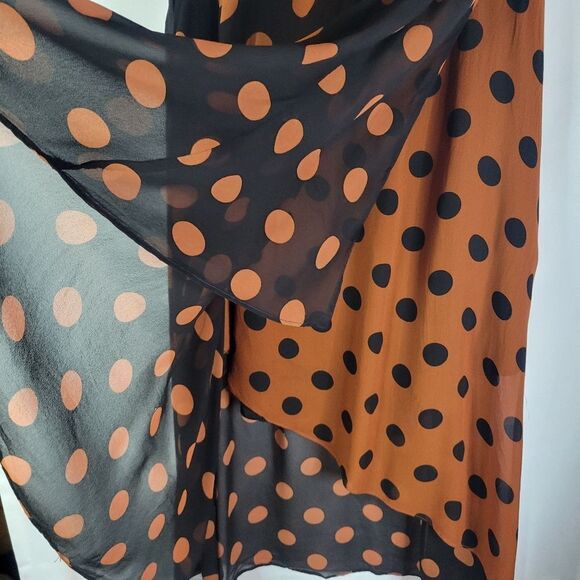 Maeve Oksana Anthropologie Polka Dot Midi Skirt - Black and Rust - Picture 8 of 16